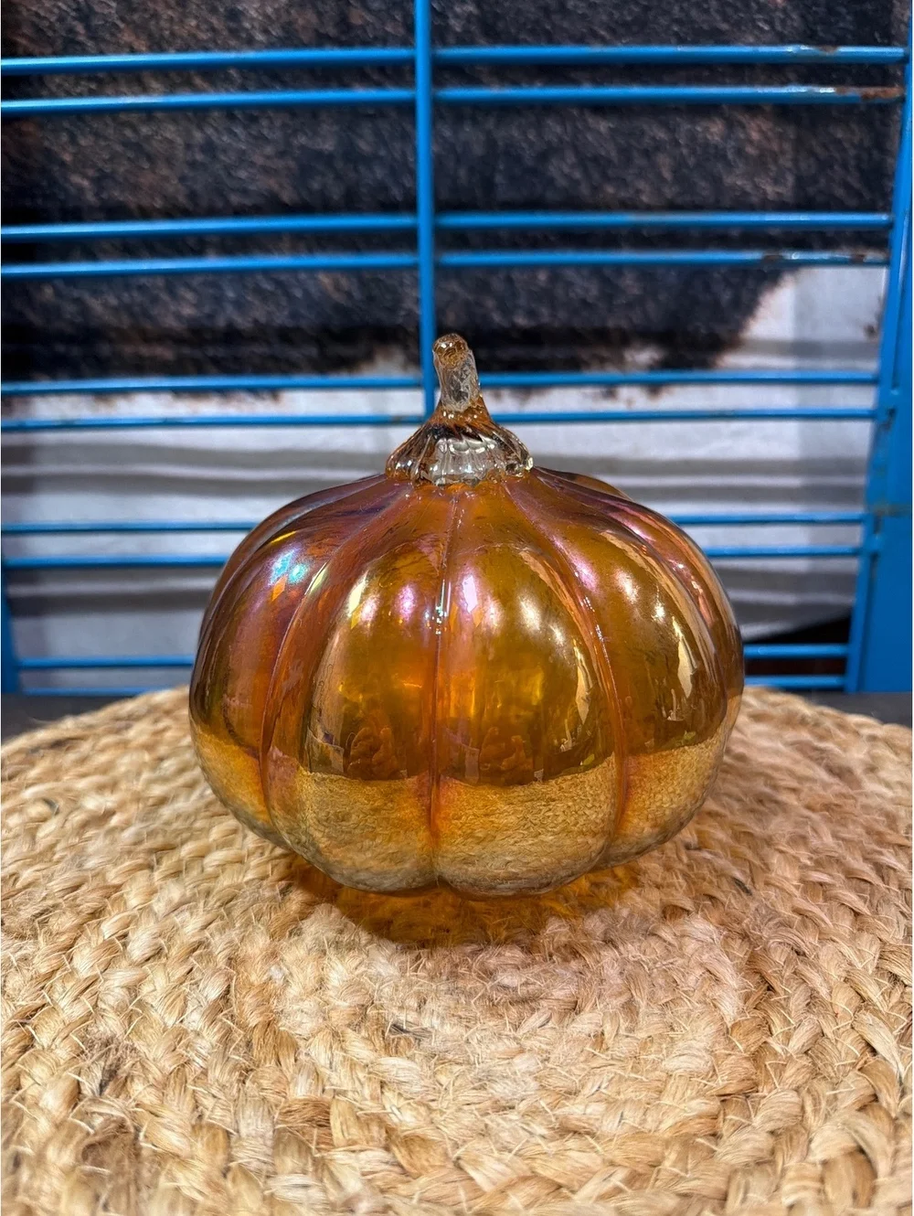 Decorative Amber Glass Pumpkin